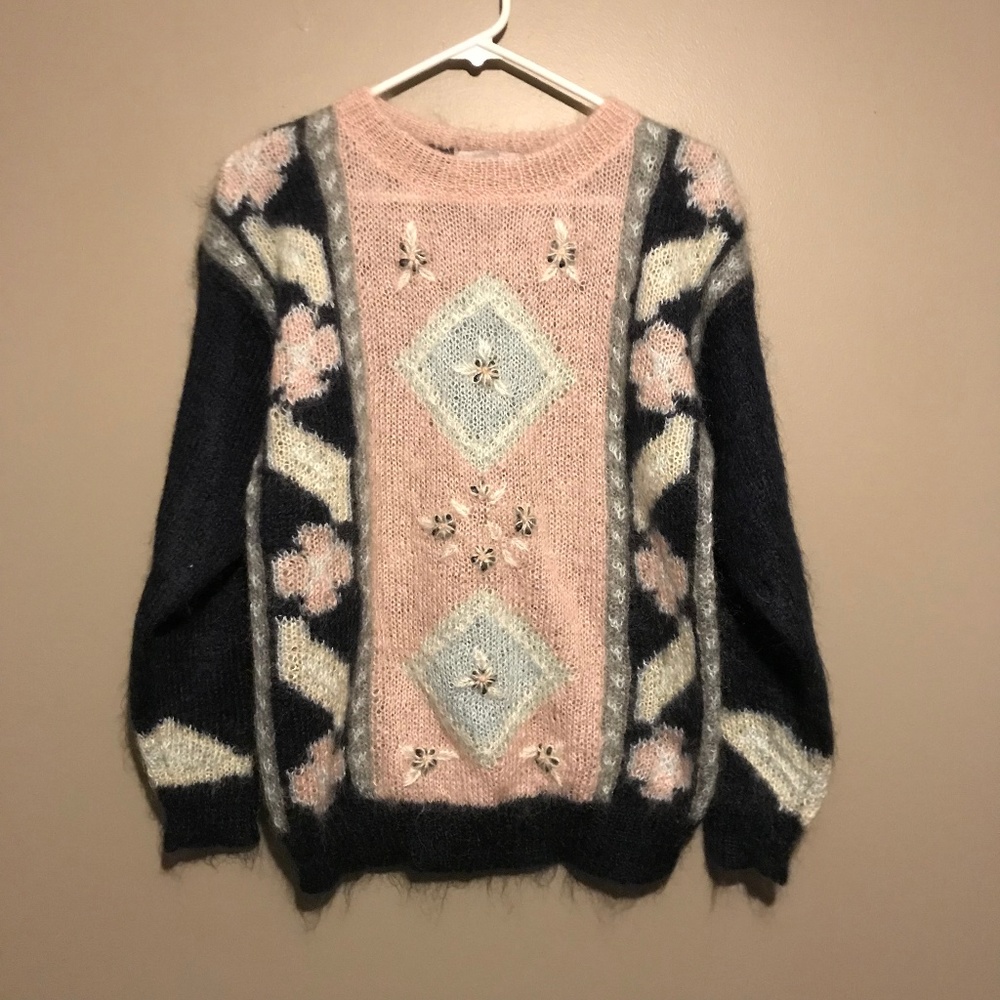 Lauren Cole Petites Vintage Fuzzy Mohair Sweater